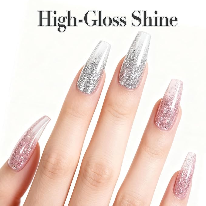 AZUREBEAUTY Nail Polish Set, 4 Colors Dazzling Gold Silver Pink Quick Dry Natural Nail with Top Coat,Professional for Nail Art DIY Manicure and Pedicure at Home