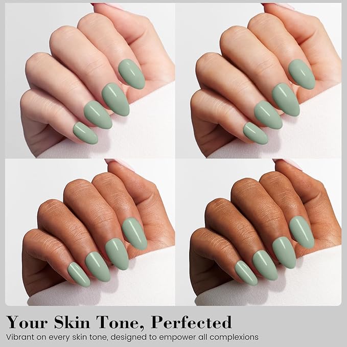 18ML HEMA-Free Gel Nail Polish, Grass Green Gel Polish Sage Green for Women Gift, Same Color Same Bottle Soak Off U V Gel Polish, Long-Lasting Professional Gel for Nail Manicure Salon DIY