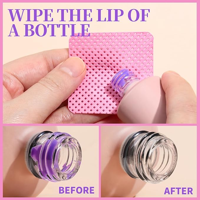 FANDAMEI 740PCS Lint Free Nail Wipes, Nail Wipes for Gel Nails Lint Free, Lint Free Wipes for Nails, Cleaning Pads for Nails, Glue Wipes Lash Extensions, Nail Lint Free Wipes, Nail Prep Pads