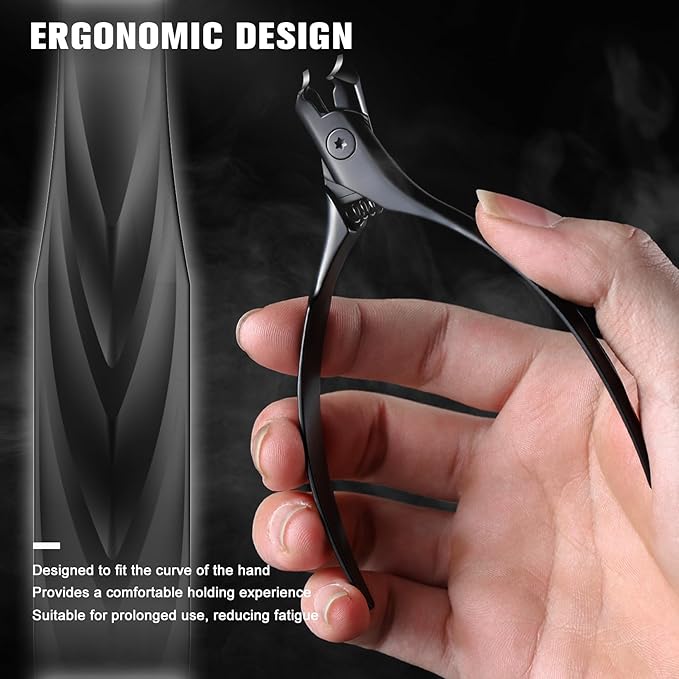 FERYES Podiatrist Toenail Clippers for Thick & Ingrown Nails - Professional Sharp Curved Blade & All Stainless Steel Non-Slip Handle, Heavy-Duty Nail Clippers for Men, Women, Seniors - Ideal Gift