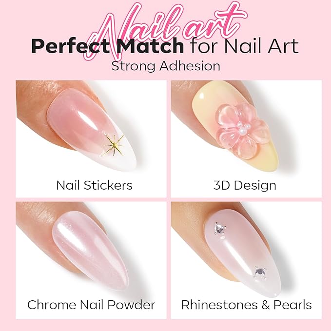 modelones Gel Base and Top Coat Set 3 Pcs, Clear No Wipe Glossy and Matte Top Coat & Base Coat Nail Polish 2025 Upgrade Formula Pro Gel Mini Salon Manicure Kit Gift for Women Girls Starter