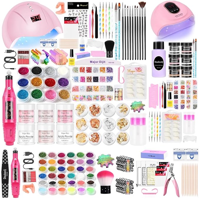 DouborQ Acrylic Nail Kit With Everything,Nail Drill,Acrylic Nail Powder Kit For Beginners