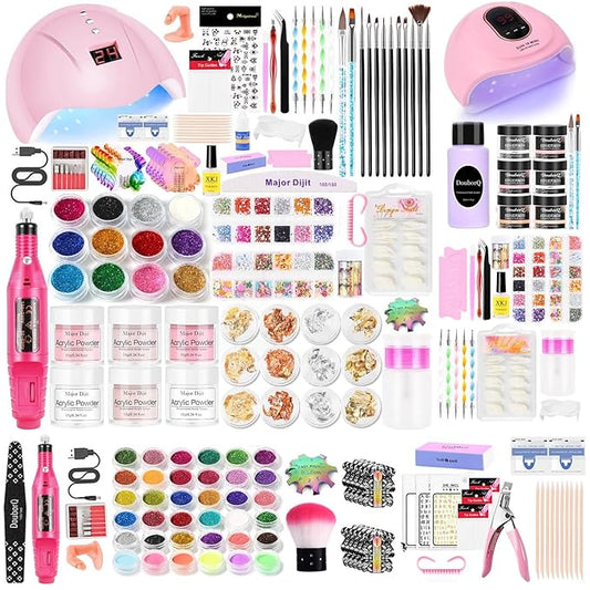 DouborQ Acrylic Nail Kit With Everything,Nail Drill,Acrylic Nail Powder Kit For Beginners