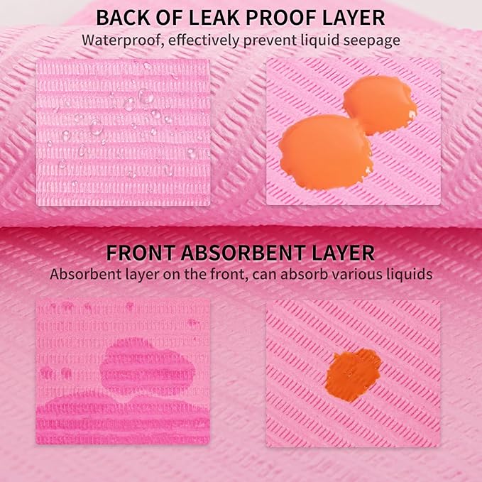50pcs Disposable Nail Mats Foldable Nail Paper Towels, Table Acrylic Nail Practice Sheet, 3 Ply Waterproof Clean Nail Table Practice Mat for Salon Manicure Tattoo,Nail Art Accessories 13"x18"(Pink)