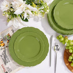U-QE 100PCS Olive Green Plastic Plates - Image 2