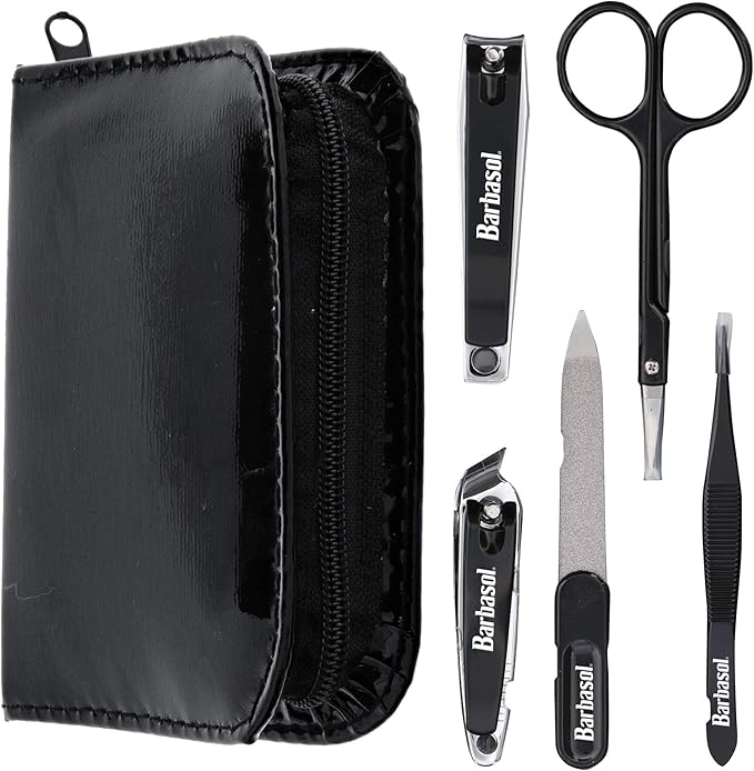 Barbasol CBG11001BLK 6-Piece Nail Grooming Set with Travel Case - Black