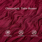 8 Pack Burgundy Cheesecloth Table Runner 17x108 inch Boho Gauze Cheese Cloth - Image 3