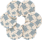 Turtle White Print Coasters for Drinks Set of 6 Absorbent Woven Drink Coaster - Image 2