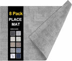 Faux Leather Heat Resistant Placemats 8 Packs, Waterproof Wipeable Dining PU by homing