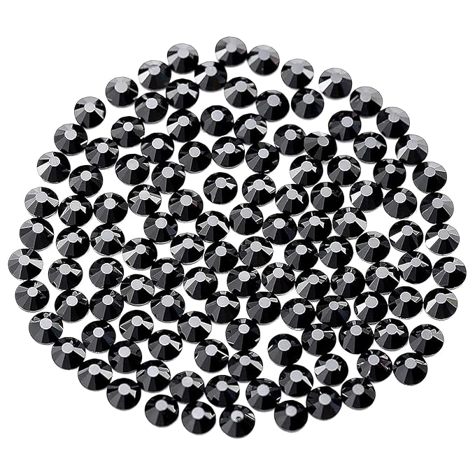 Novani Crystal Rhinestones, Flatback Loose Gemstones 288pcs Glass Rhinestones for Clothes Shoes Crafts Makeup Nail Art and DIY Decorations(SS34, Black)