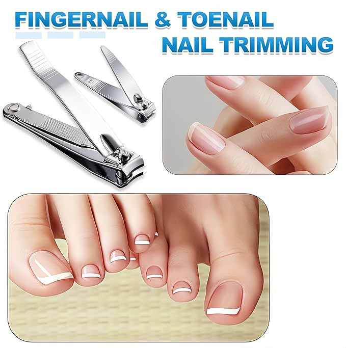 Toenail & Fingernail Nail Clippers Kit for Men Women Seniors, 8-Piece Stainless Steel Long Handled Nail Care Set, Nail Clippers Bulk for Travel, Gifts, (XL Large & Small Set, 4-Pack)