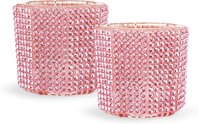 Glass Dappen Dish for Acrylic Nails, Crystal Glitter Acrylic Liquid Powder Glass Cup Nail Liquid Glassware Bowl, Octagon (YSHJB020-2pcs-Pink)