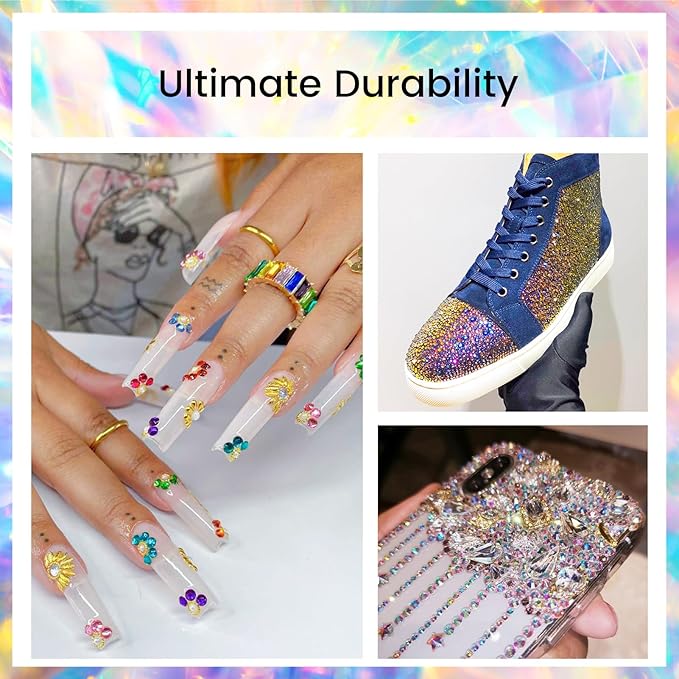 Novani Rhinestones 3000Pcs Flatback Crystal Round Loose Gemstones Glass Rhinestones for Crafts Makeup Nail Art Clothes Shoes DIY Decorations(SS6, 1.9-2.0mm,Blue Flame)