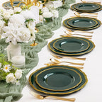 60 Pcs Green Gold Dessert Plates - Image 2
