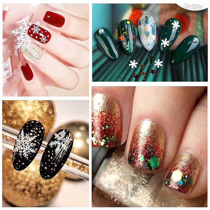 Glitter SUPGIFT 15 Colors 130g Holographic Christmas Snowflake Tree Heart Star Pentagram Chunky Cosmetic Laser Sequins for Makeup Hair Body Nail Art Slime Craft Resin with Brush 5 Spoons