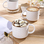 GBhome 12 OZ Stackable Coffee Mugs Set of 4, Ceramic White Coffee Cups Set | - Image 6