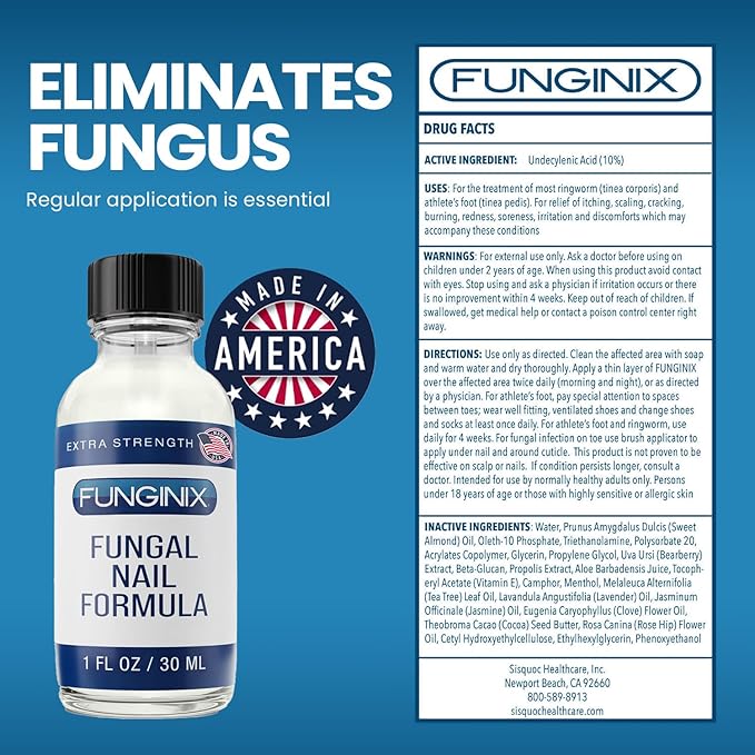 FUNGINIX Toenail Fungus Treatment Extra Strength - Antifungal Nail Treatment With 10% Undecylenic Acid & Tea Tree Oil - Nourished by 15+ Natural Oils & Botanicals- Made in USA(3 Pc,Packaging May Vary)
