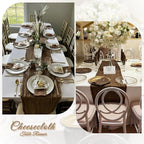 3 Pack Brown Cheesecloth Table Runner, 17 x 108 inch, Semi Sheer Boho Cheese - Image 6