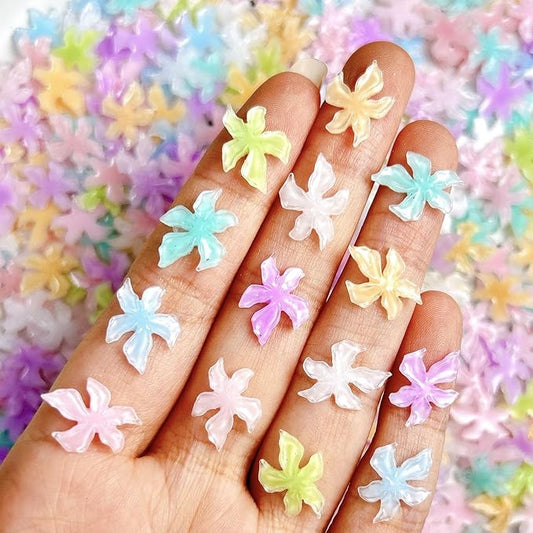 150-Piece Crystal Flower Nail Charms Set, Mixed Color 3D Rhinestones, Spring Floral Design, Manicure Decoration