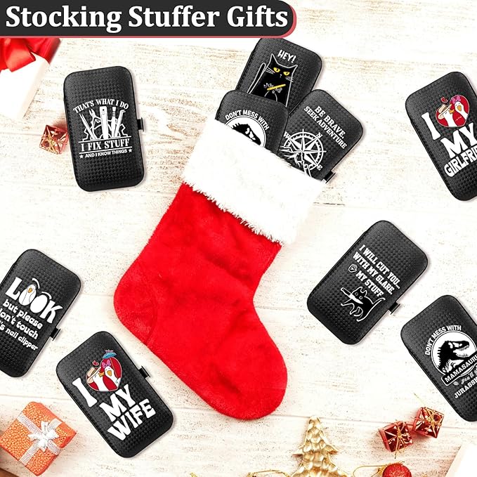 COSHAYSOO Christmas Stocking Stuffers Small Useful Funny Birthday Gifts for Husband Wife, 7 Pcs Travel Manicure Set with Black Case Nail Clipper Grooming Fingernail Care Kit I Love My Wife