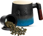 suyika Ceramic Tea Cup with Infuser and Lid, Gradient Embossed Large Tea Mug - Image 8
