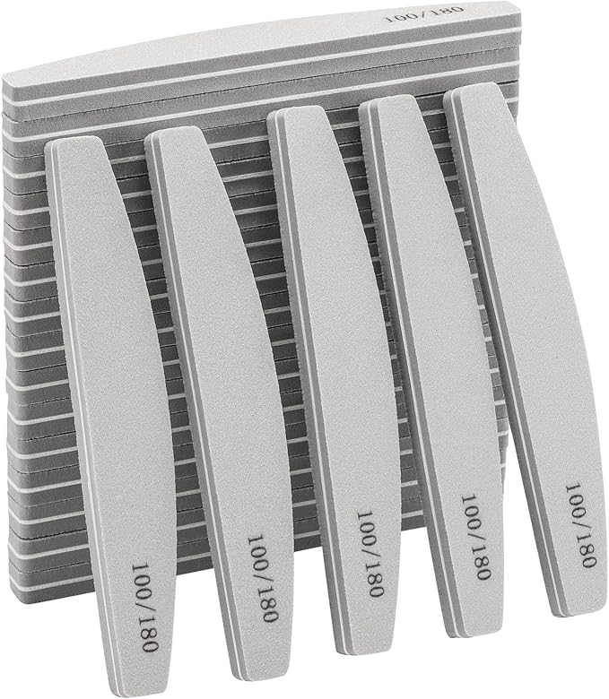 20 Pack Nail Buffers 100/180 Grit Washable Double Sided Nail Block File for Acrylic Natural Gel Nails, Gray