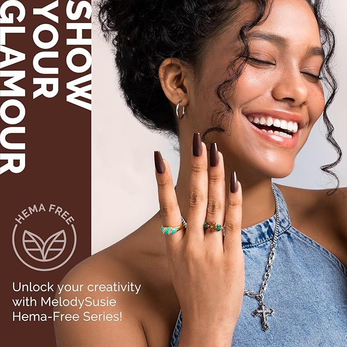 MelodySusie Hema Free Gel Nail Polish, 0.5 Fl Oz Thick Red Walnut Brown Gel Polish, Non-Toxic, Long Lasting, Soak Off UV Nail Polish, Manicure Nail Design Salon DIY Nail Art at Home B3201
