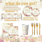 85th Birthday Party Tableware, Includes Plates, Tablecloth - Image 4