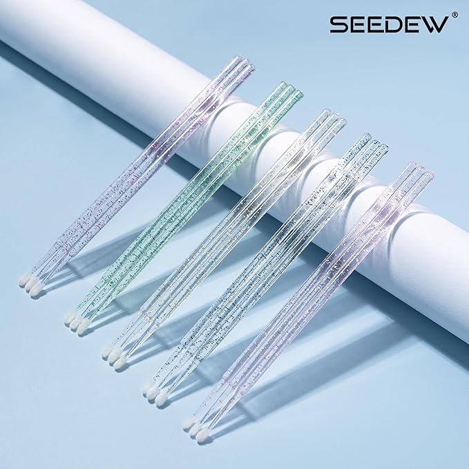 800 Pieces Microswabs for Eyelash Extensions, 10CM Lash Cotton Swabs, Microfiber Wands Brush for Lash Removal, Clean Mascara (Simple Packaging)-(Crystal Pink)