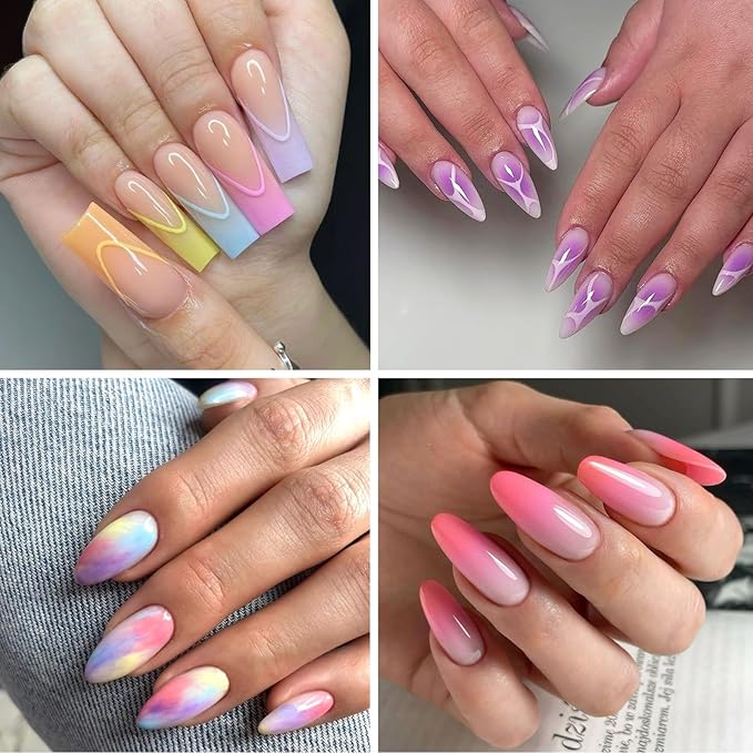Nail Pigment Powder Palette, 9 Colors Solid Pigment Powder for Nails Ombre Gradient Aura French Manicure, Nail Art Palette Rub Dust Glitter Manicure Home DIY Decoration Accessories, Light Colors