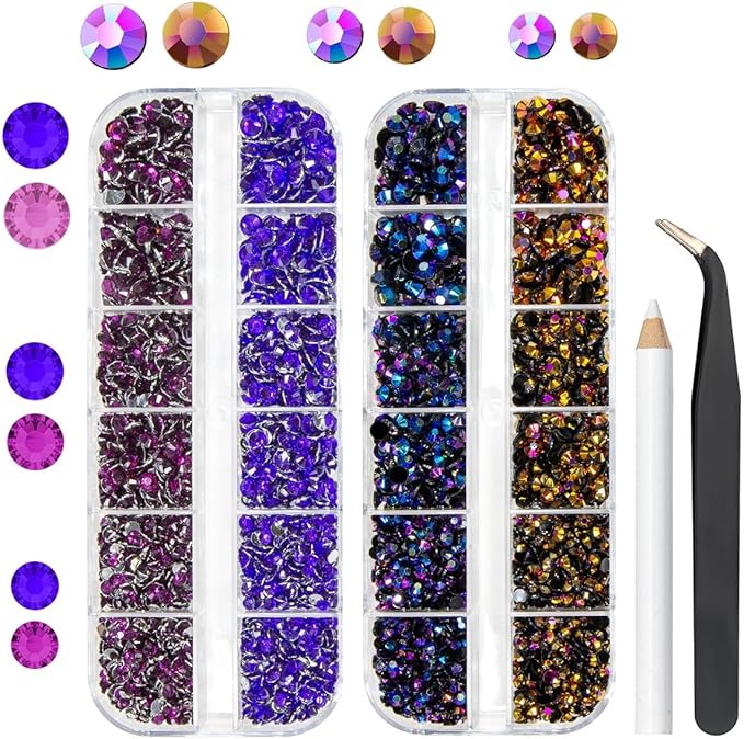 Purple Rose Jelly Resin Rhinestones for Crafting 3mm 5mm Flatback Grape AB Stones Violet Gems Diamonds Crystals Charms for Nails Face Eye Makeup Tumblers Bottles Crafts