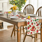Artoid Mode Strawberry Wildflowers Fruit Spring Summer Table Runner, Seasonal - Image 4