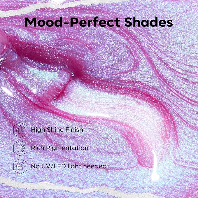 modelones Chrome Purple Nail Polish, 15 ml Quick Dry Nail Polish Mermaid Iridescent Shimmer Pearl Purple Nail Lacquer Long Last Shine Nail Art DIY Home Manicure Gift for Women Girls 0.5 Fl Oz