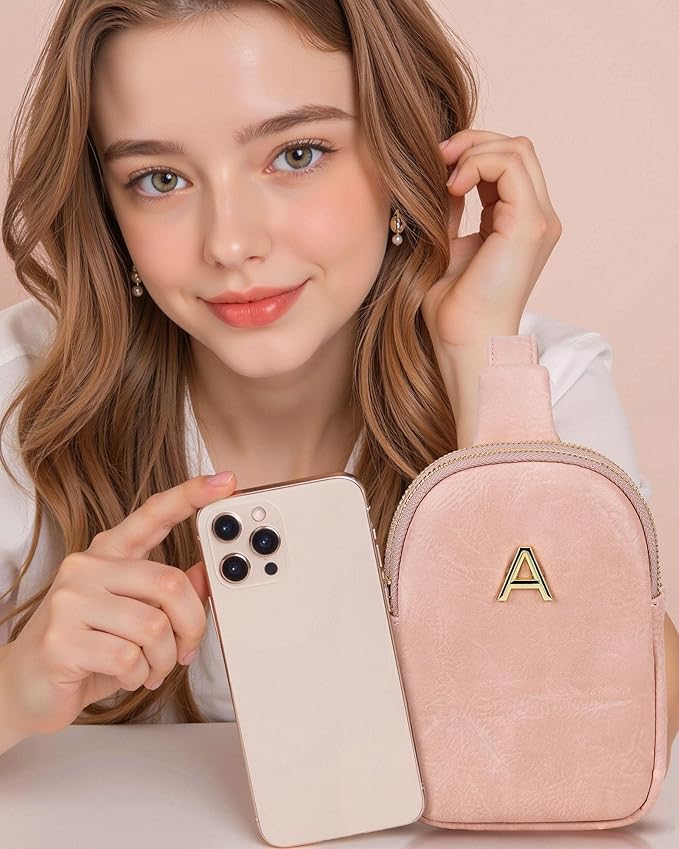Birthday Gifts for 8 9 10 11 12 13 14 15 16 17 18 19 Year Old Girls, Monogram Crossbody Bags for Women Girls, Mini Lightweight Cross Body Purse, Cute Trendy Travel Fanny Pack with Letter