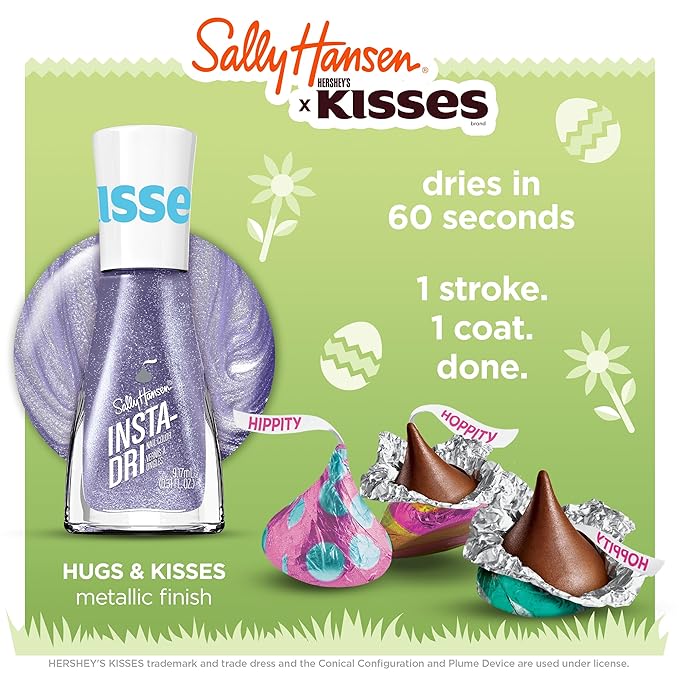 Sally Hansen Insta-Dri Hershey Kisses Nail Polish | Quick Dry, Long Lasting, Streak-Free Shine | Opaque, Shimmery | 731 HUGS & KISSES | Soft Orchid Purple Nail Color