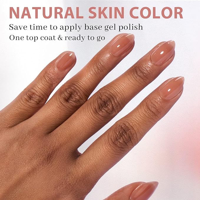 BTArtbox Short Almond Nail Tips - Soft Gel Nail Kit with Tip Primer Base, 160 pcs Brown Pre-colored Fake Nails with Gel Nail Glue and Top Coat Nail Extension Kit for Women's Gift