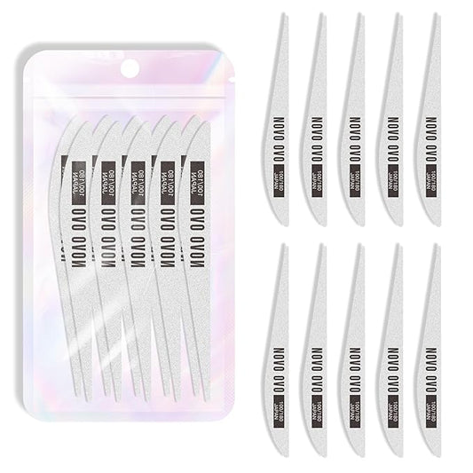 NOVO OVO Thin Nail File 10 PCS Professional Double Sided Extra Slim,Reusable,Emery Board(100/180 Grit) Nail Styling Tools for Home and Salon,Manicure Pedicure Tool and Nail Buffering Files