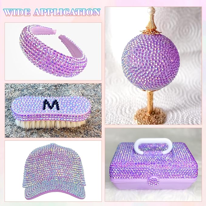 30000Pcs Resin Rhinestones for Bedazzling with B7000 Jewelry Glue, Lavender Purple AB Flatback Gems Rhinestones for Crafting, Clothing Tumblers Mugs Shoes Fabric Decor Nail Art
