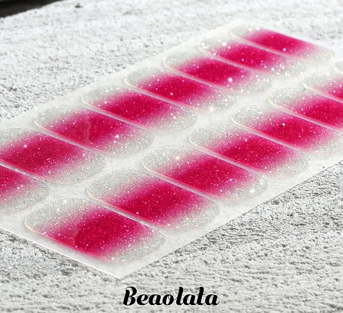 Nail Polish Strips, 32PCS Salon Quality Wraps, Long Lasting Gel Nail Stickers for Women Easy Apply& Remove (Cherry on Top Light Pink)
