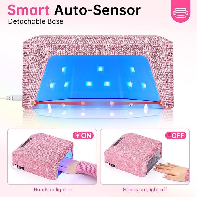 UV LED Nail Lamp 96W Plug-in Nail Dryer Sparkly Gel Polish Light 4 Timer Setting Professional Quick Dry Curing Lamp with Display Auto Sensor for Salon & Home