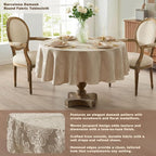 Newbridge Barcelona Luxury Damask Fabric Tablecloth, 108” Round, 100% Polyester - Image 2