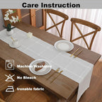 Gernaice Boho Table Runner, Modern Plaid Cotton Linen Farmhouse Table Runners - Image 5