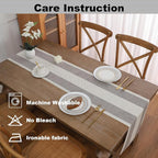 Gernaice Boho Table Runner, Rustic Striped Cotton Linen Farmhouse Table Runners - Image 5