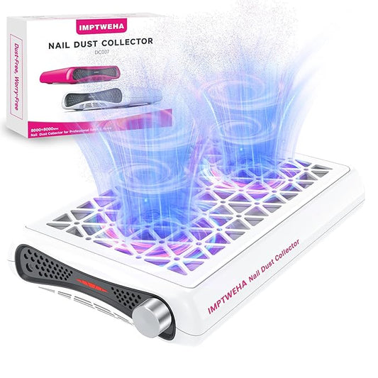Nail dust collector. 6400PA powerful suction dust collector nail tech. Vacuum Fan Dust Collector with LED display includes 30 sheets of filter paper, suitable for nail salons and home manicures