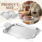 4 Pack Serving Tray with Handles 15.16 x 11.92 Inch Large Metal Plate Floral - Image 3