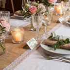 Tatuo 6 Pcs Lace Burlap Table Runner 12'' x 72'' Rustic Jute Hessian Farmhouse - Image 4