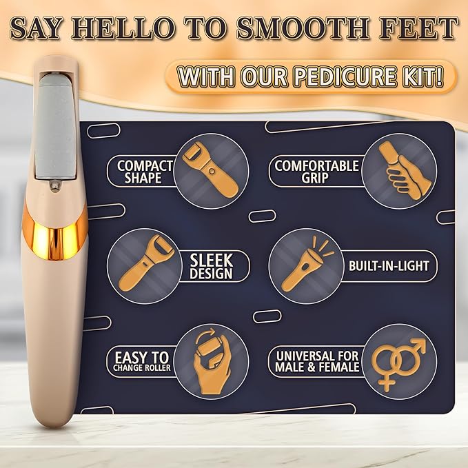 Electric Callus Remover for Feet – Rechargeable Electric Foot Callus Remover Tool with 2-Speed Foot Sander with 2 Rollers (Coarse & Fine) for Smooth & Soft Feet – Compact for Daily & Travel Use