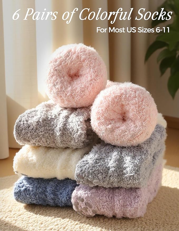 TEHOOK Warm & Cozy Gifts for Women, Stocking Stuufers, Fluffy Fuzzy Plush Sleeping Slipper Socks - Soft Warm Fabric