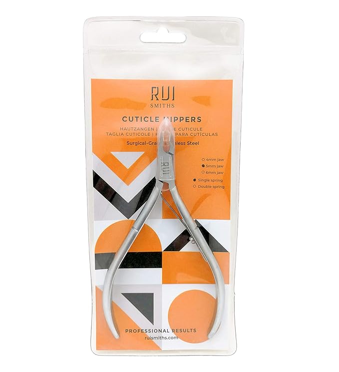 Rui Smiths Professional Cuticle Nippers | Precision Surgical-Grade Stainless Steel Cuticle Trimmer, French Handle, Single Spring, 6mm Jaw (Full Jaw)