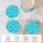 Pool Water Sunlight Coasters for Drinks Absorbent Round Ceramic Coasters Set of - Image 5